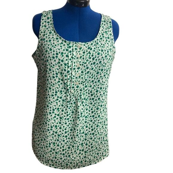 ANN TAYLOR Women’s Leafy Green and White Top Size Large - Picture 1 of 7